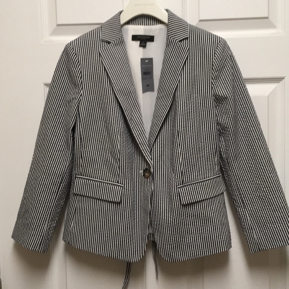 Jacket,striped-Navy/white, size-4P,lined,